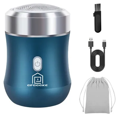 Produktbild von Elektrorasierer, tragbarer Metallrasierer, Gehäuse aus Aluminiumlegierung, Mini-Gehäuse, abnehmbare Klinge, blau