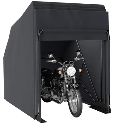 Productafbeelding van Motorhoes, opvouwbaar, voor buiten, waterdicht, winterbestendig, XXL 345 cm x 135 cm x 191 cm, zwart