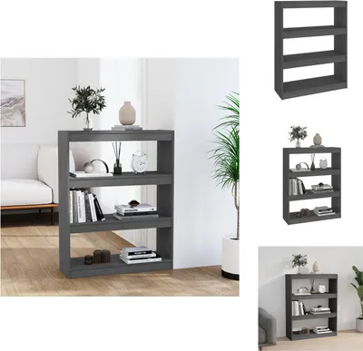 Produktbild von vidaXL Bücherregal Raumteiler Grau 80x30x103,5 cm Massivholz Kiefer -  Bücherregale & Bücherschränke