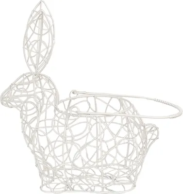 Zdjęcie produktu dla Clayre & Eef Koszyk na jajka Królik 20x12x24 cm Biały Metal