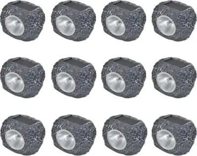 Obrázek produktu pro ZELURXX 12x LED reflektor se solárním napájením pro venkovní použití ve tvaru kamene, 7,5 x 6 x 6 cm