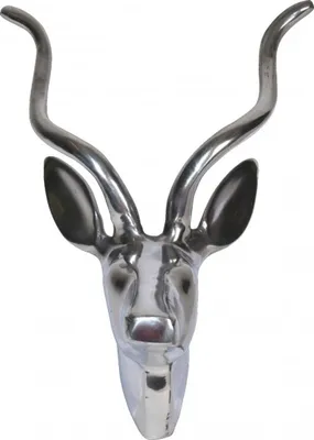 Produktbild von Casa Padrino Designer Geweih Deko Bock aus poliertem Aluminium - Wandfigur - Geweih - Wandgeweih