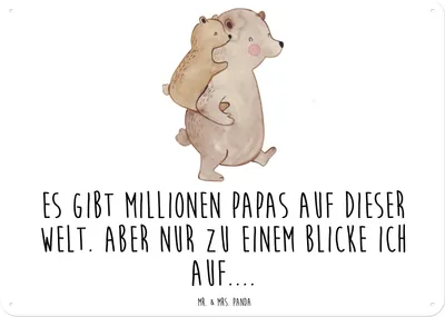 Produktbild von Mr. & Mrs. Panda Schild Papa Bär DIN A3 - Weiß - Geschenk, Muttertag, Blechschild, Vatertag, Vorbild, Türschild, tafel, Wandbild, Geburtstag, Blechtafel