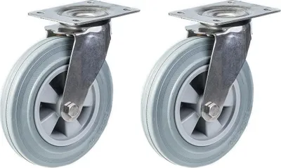 Image de 200mm 8" stainless steel castor grey rubber, swivel, 410kg, set of 2