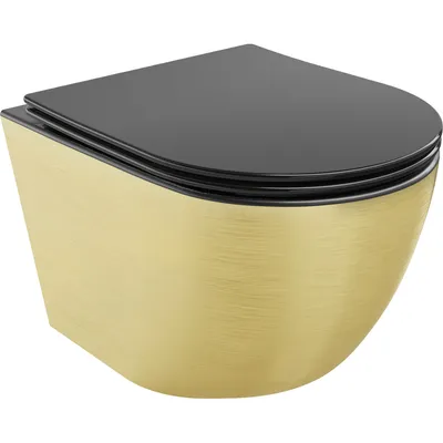 Obrázek produktu pro Mexen Lena WC mísa Rimless s pomalu padající deskou slim, duroplast, Matná černá/Zlatágeometrický vzor - 30224077