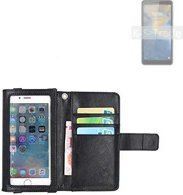 Produktbild von K-S-Trade Handy Hülle Schutz Hülle Kompatibel mit ZTE Blade A31 Case mit Displayschutz / Schutzfolie Flip Cover Wallet case Etui Hülle schwarz