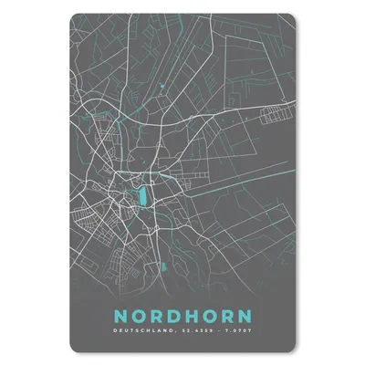 Obrázok produktu pre Podložka pod myš - Nemecko - Modrá - Nordhorn - Mapa mesta - Mapa - Plán mapy - 18x27cm - Rohožka pod myš