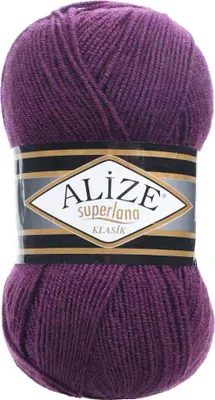 Alize Superlana Klasik unifarben 100g Strickgarn Strickwolle 25% Wolle, 44 lila