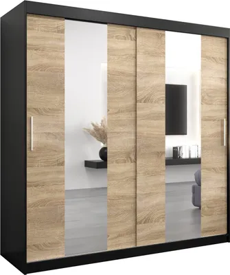 Produktbild von Kleiderschrank, Schiebetürenschrank Schlafzimmer, Schrank mit Spiegel POLE 200 cm