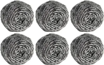 Produktbild von 6-teilige Scheuerschwämme aus Stahlwolle zum Reinigen von Geschirr, Pfannen, Töpfen, Öfen, Grills, Spülbecken – Edelstahl-Scheuerschwämme für die Küche, 6er-Pack