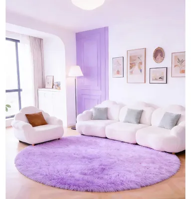 Produktbild von Teppich Flauschteppich Rundteppich - Rund - Plüsch - Lila - 150 x 200 cm - Für Wohnzimmer und Kinderzimmer
