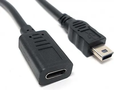 Produktbild von SYSTEM-S USB 3.1 Kabel 25 cm Typ C Buchse zu Mini B Stecker Adapter in Schwarz