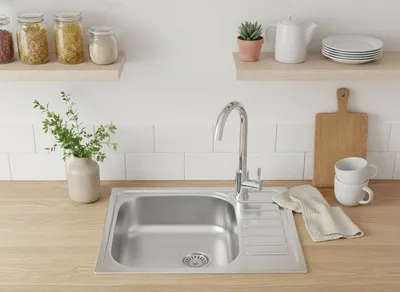 Produktbild von Faizee Home Edelstahlspüle 60x50,5 cm mit Armatur Einbauspüle Küchenspüle inkl. Siphon-Set