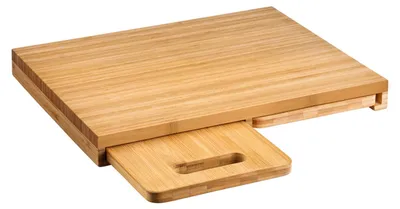 Productafbeelding van KESPER snijplanken, set van 3, bamboe, -gecertificeerd – 1 groot plank (39,2x30x3,8 cm) met 2 geïntegreerde, uitschuifbare planken – ruimtebesparend – 58360
