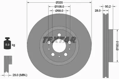 Produktbild von 2x TEXTAR Bremsscheibe Vorderachse Ø 320mm für Volvo 92178203