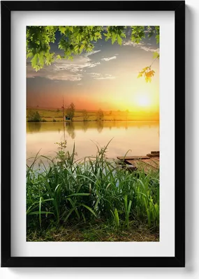 Produktbild von Sonnenuntergang, Sommertage– Wandbild mit Rahmen – Gerahmtes Bild  – Wanddekoration – 40x60 cm –  Schwarz