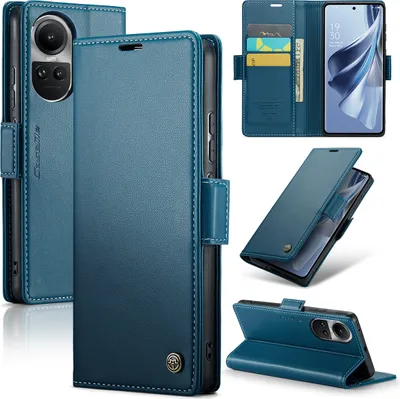 Obrázek produktu pro Oppo Reno10 Pouzdro, RFID Blokování Karet, Pokročilé Flip Kožené Pouzdro s Funkcí Stojánku pro Oppo Reno10 / Reno10 Pro modré
