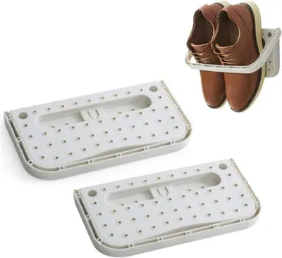 Immagine prodotto di Portascarpe da interno - Portascarpe pieghevoli - Montaggio a parete - Salvaspazio - Plastica - 28*14*2 CM - Grigio