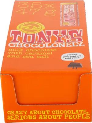 Produktbild von Tony's Chocolonely Schokoriegel Milch mit Karamell und Meersalz, FT 35 x 47 Gramm