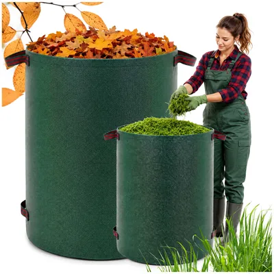 Productafbeelding van Tuinafvalzak - 300 liter - Duurzaam - Herbruikbaar - Scheurvast - Kunststof - Ø 68 cm x 84 cm hoog - Groen -