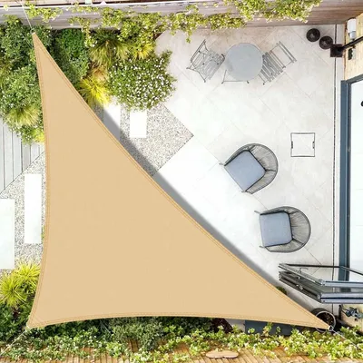 Produktbild von Sonnensegel Schattensegel Dreieck - 3 x 3 x 4,25 m - Sand - Wasserabweisend - 95 % UV-Schutz - Für Terrasse und Garten