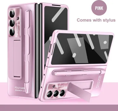 Immagine prodotto di Custodia rigida in PC per Samsung Galaxy Z Fold 7 con protezione dello schermo e dell'obiettivo, supporto e porta stilo Rosa
