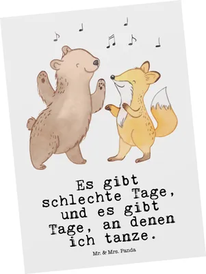 Produktbild von Mr. & Mrs. Panda Postkarte Hase Tanzen - Weiß - Geschenk, Fotokarte, Grußkarte, Ansichtskarte, Tanzschule, Tanzkurs, gehen, Postkarten, bildkarte