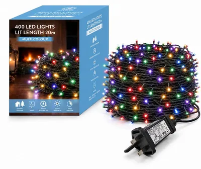 Lichterkette 400 LEDs, mehrfarbig, 8 Modi, Timer, IP44, 25 m