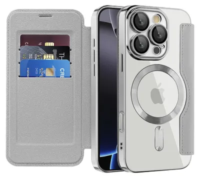 Produktbild von Techsuit - SmartMag Book Hülle für iPhone 16 Pro - grau