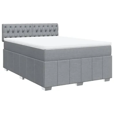 Imagen del producto de Cama con somier y colchón de la marca vidaXL, color gris claro, dimensiones 140x200 cm, tapizada en tela