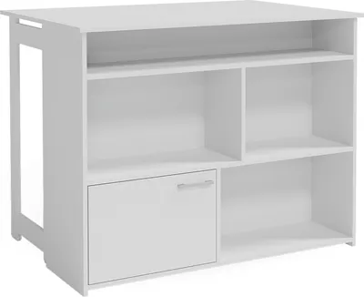 Produktbild von Barový stôl Vicco Dominic, 116 x 37 cm 4x otvorené priehradky a 1x dvierka, biela
