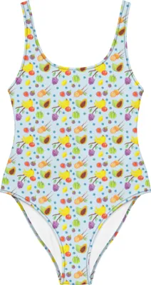 Produktbild von Mr. & Mrs. Panda Damen-Einteiler Obst Korb Größe XL - Blau - Geschenk, Früchte, Shape-Badeanzug, Frucht Muster, Badeanzug, Strandmode, Swimsuit, Bademode, Obstkorb