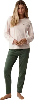 Produktbild von Damen Pyjama Atlantic 100% Baumwolle Langarmshirt Rosa/Grau/Grün/Rot XL