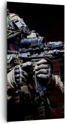 Produktbild von Bild auf Leinwand - Leinwandbild - Soldat Gewehr - 65x120cm - Wand Bild - Wanddeko - Wandbilder - Leinwanddruck - Bilder - Kunstdruck - Wanddekoration - Leinwand bilder - Wandkunst - PA65x120-3785