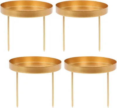 Produktbild von 4 Kerzenständer für Adventskranz, 8,5 cm Kerzenständer, goldfarben, Adventskartenschild aus Metall, Adventskerzenständer, goldfarben