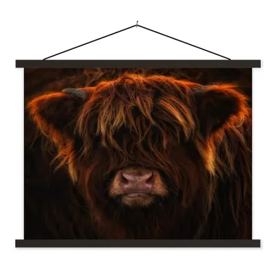 Produktbild von MuchoWow® Textilposter Schottischer Highlander - Kuh - Porträt - Tiere 40x30 cm mit schwarzem Rahmen - Dekorationen