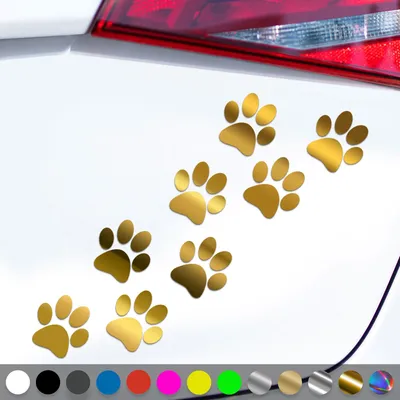 Produktbild von PantherPixel Katzenpfoten Aufkleber Hundepfoten Tiere Tatzen Sticker Auto Geschenkidee Farbe Chrom-Gold