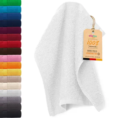 Produktbild von EllaTex PARIS Seiftuch 30x30 cm – 100% Baumwolle, 500 g/m² Frottier, flauschig & saugstark, in Farbe: Schneeweiß