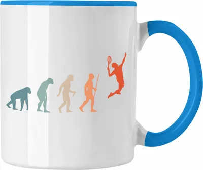 Produktbild von Trendation -  Lustige Badminton Tasse Geschenk für Badmintonspieler Badminton Lehrer Coach Trainer Geschenkidee Evolution (Blau)