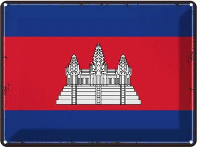 Produktbild von vianmo Blechschild 30x40 cm Kambodschas Retro Cambodia Flagge Fahne Wappen