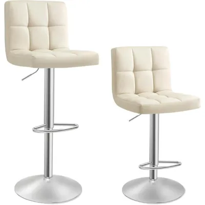 Produktbild von Set mit 2 Barstühlen LJB064K03, höhenverstellbar, um 360° drehbar, beige