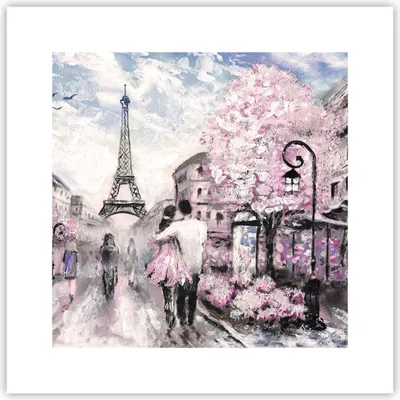 Produktbild von Poster - Poster ohne Rahmen - Paris Weg Illustration eiffle - 30x30 cm - Wand Bild - Wanddeko - Wandbilder - Kunstposter - Wandposter - Bilder - Kunstdruck - Wandbild - P2XAC30x30-3149