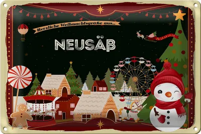 Produktbild von Blechschild Weihnachten Grüße aus NEUSÄß 30x20cm