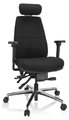 Produktbild von hjh OFFICE Profi Bürostuhl PHOENIX PRO I Ergonomischer Schreibtischstuhl mit Armlehnen (höhenverstellbar) Stoff Schwarz Drehstuhl für Büro, Zuhause