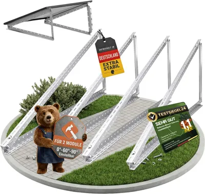 Produktbild von 4x Balkonkraftwerk Halterung - 0% MwSt - Halterung für Balkonkraftwerk bis zu 114.5 cm Einstellbar 0-90° Solarmodul Halterung für Balkonkraftwerk