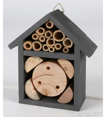 Produktbild von Insektenhotel aus Holz 13x15x5 cm zum Hängen verschiedene Farben Nisthilfe 24 Stück