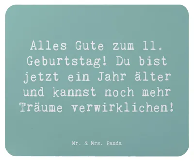 Produktbild von Mr. & Mrs. Panda Mouse Pad Spruch 11. Geburtstag - Meeresbrise - Geschenk, Geburtstagsgeschenk, Happy Birthday, mousematte, feiern, mauspad pc, Freude, laptop mousepad