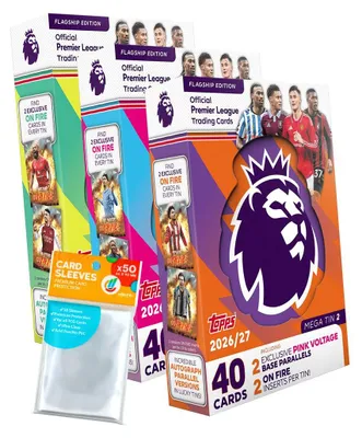 Image de Lot comprenant des cartes de la Premier League 2026/27 : les 3 boîtes différentes + des pochettes de collection exclusives