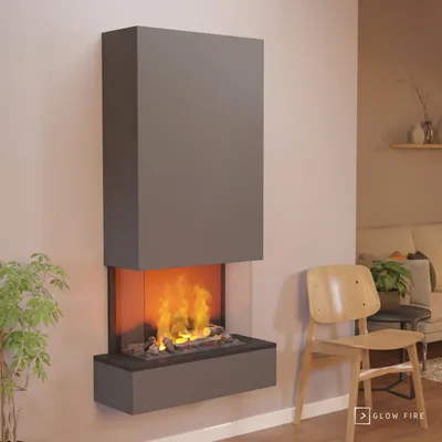 Produktbild von GLOW FIRE Elektrokamin 'Hölderlin Hoch'| Wasserdampf Kamin mit OMC 600 inkl. Holz in schwarz als Wandkamin| HxBxT: 158x80x30 cm