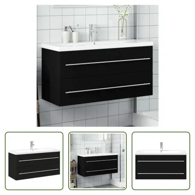 Immagine prodotto di The Living Store Mobiletto con lavabo incorporato nero